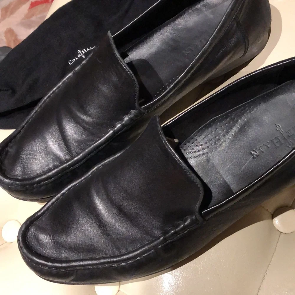 Cole Haan genuine leather black loafers slip on
